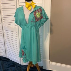 Buffalo tunic top cotton jersey deep v neck with hood size XL